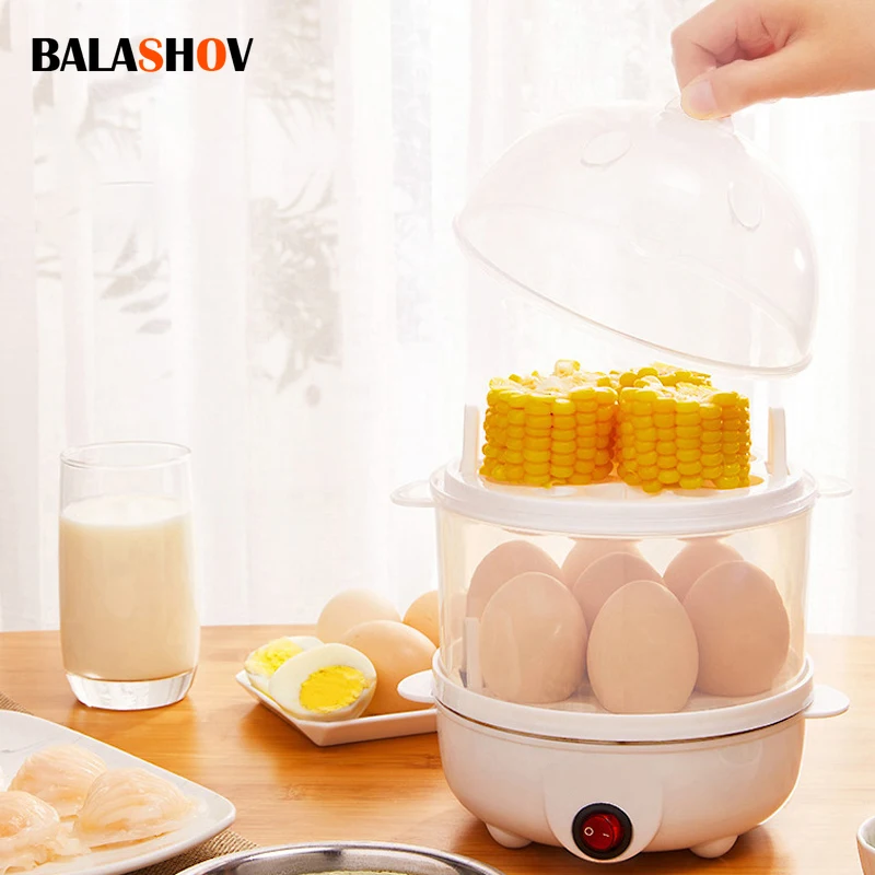 Electric Egg Cooker Egg Cooker Multifunction Double Layers Electric Egg Cooker Steamer Corn Milk Steamed Rapid Breakfast Cooking Appliances Kitchen