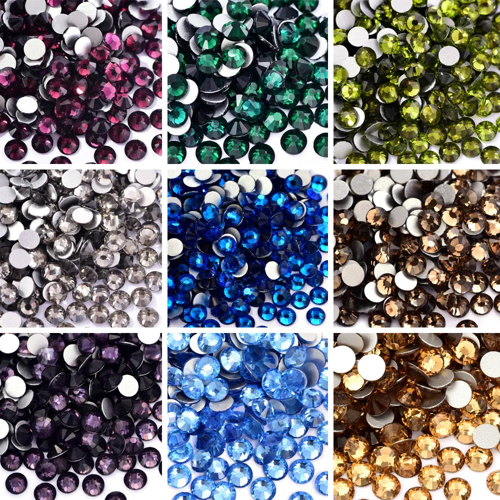 SS3SS34DarkBlueGlitterCrystalNonHotfixRhinestonesNailsStrass