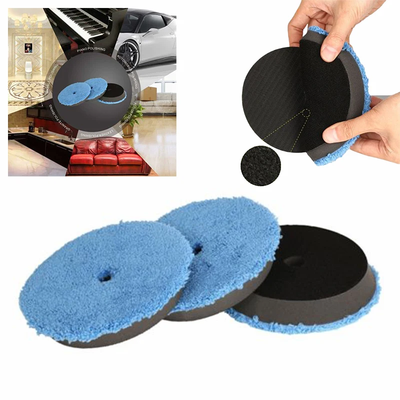 

Car Detailing Waxing Bonnets Polishing pads Mitts Automotive Tools 6\\\\\\\\\\\\\\\" Disc Cleaning Buffing Plush Microfiber 3pcs