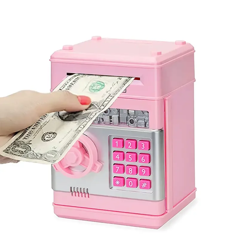 Electronic Piggy Bank Coin Bank Automatic Mini Safe Coins Cash Saving Money Box Password Counter Code Key Lock Child Gift