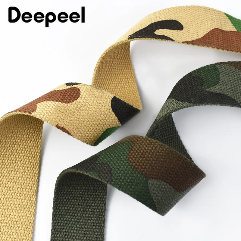 5Yards 25/30/38mm Camouflage Webbing 2mm Thicken Cotton Polyester Ribbon Tapes for Bag Strap Belt Bands DIY Sewing Accessories