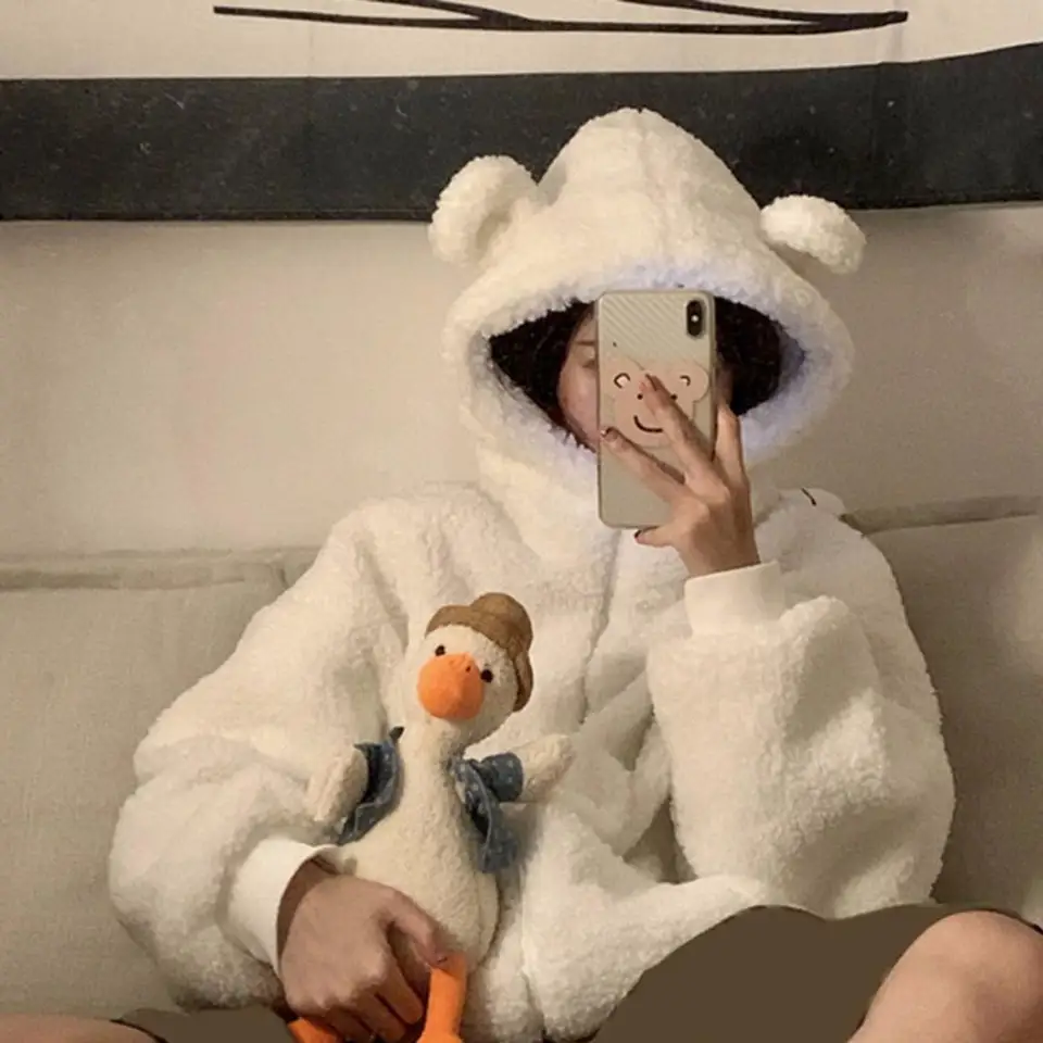 Fleecejacke Damen Winter - Gefütterte Kapuzenjacke Mit Reißverschluss