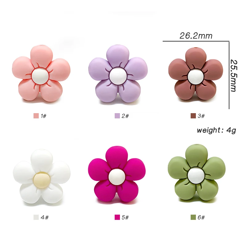 10pcs Silicone Flower Bead BPA Free Teething Infant Chewable Dummy Necklace Pacifier Toy Accessories 5