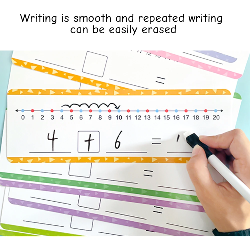 16Pcs Educational Dry Erase Number Line Cards for Kids Math Learning