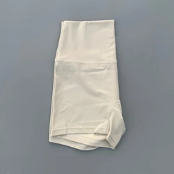 Solid Color High Waist Women's Fitness Shorts - Squat - Proof and Versatile - M (Light ivory)
