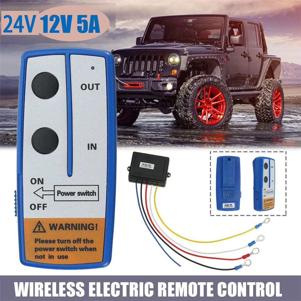 

1Set 12V 24V Recovery Winch Crane 50 Feet/15m Wireless Winch Dual Remote Control Handset Switch Controller for Car For Jeep SUV