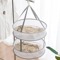 1/2 Layer Clothes Dryer Basket With Hanging Hook Fine Mesh Polyester Household Towels Baby Sweater Drying Rack For Home 1