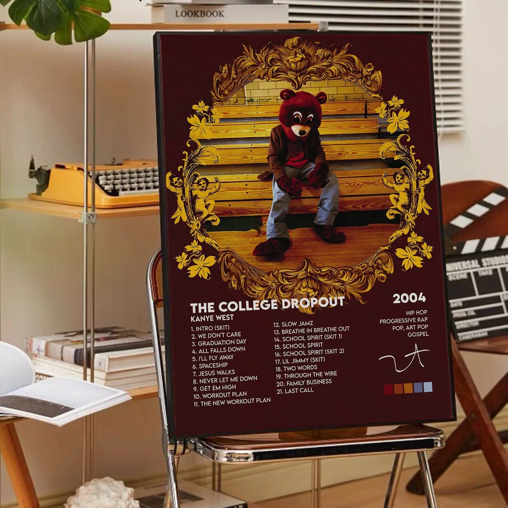 Rapper Hip Hop Pop Singer Kanye West Classic Movie Posters Vintage Room Bar Cafe Decor Stickers Wall Painting vintage posters