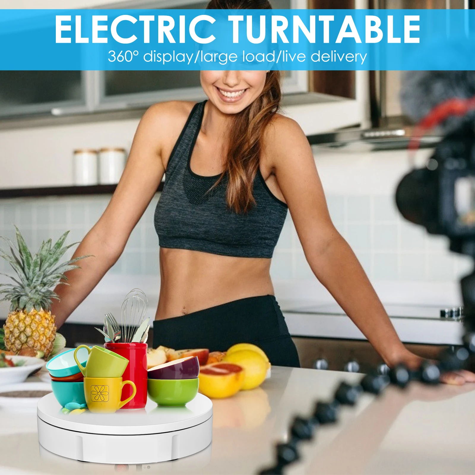 50kg Load Heavy Duty Electric Rotating Display Stand 360 Degree Swivel Plate with Remote Control for Jewelry and Video Props