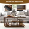 Mid Century Modern coffee table with storage shelves,  3-tier rectangular wooden tea table for living room, apartment 6