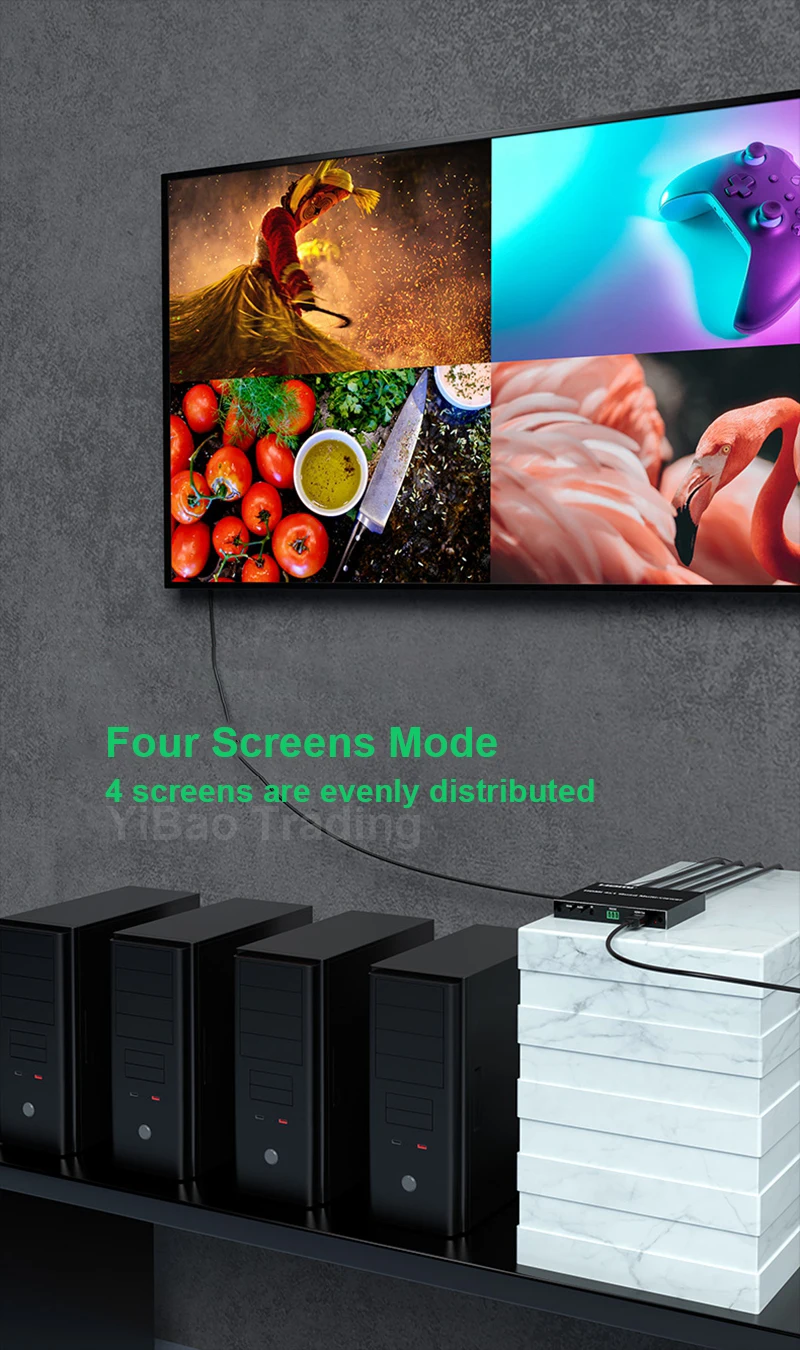 4x1 HDMI Quad Screen Multiviewer 1080P 4 in 1 Out HDMI Multi Viewer Seamless Swi