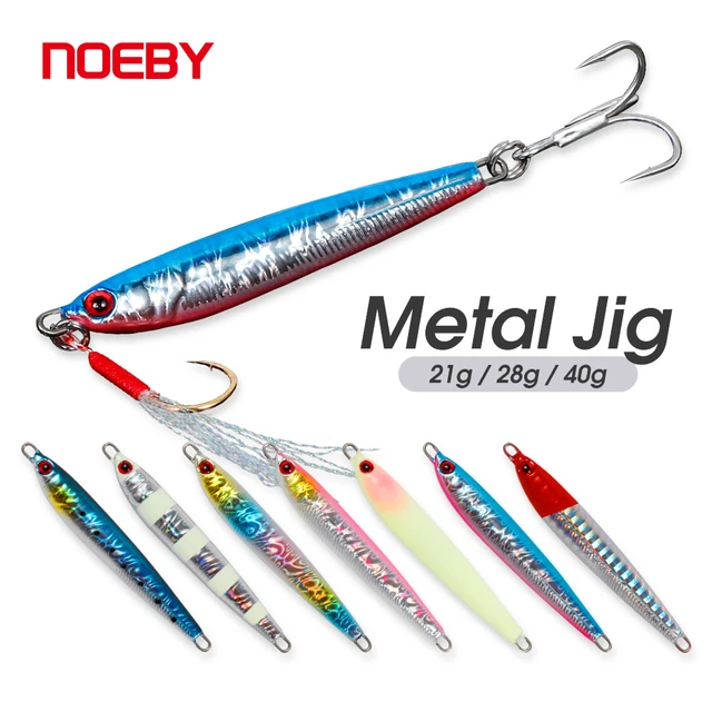 NOEBY Metal Jigs Fishing Lure Sea 21g 28g 40g Jigging Lure Saltwater  Artificial Hard Bait with Treble Hook Feather Spoon Tackle - AliExpress