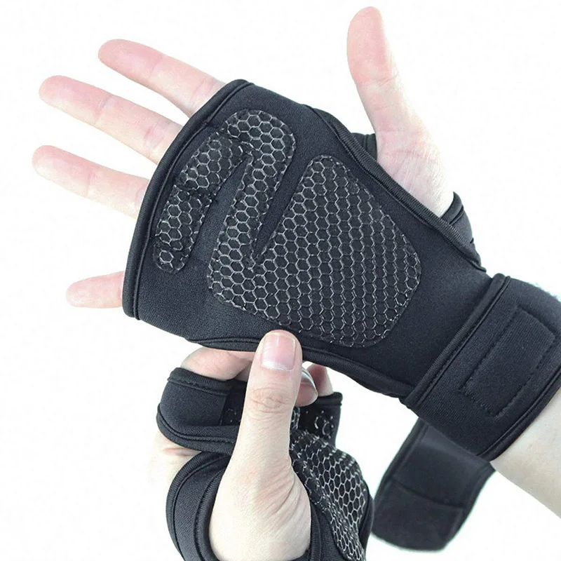 1Pair Weight Lifting Training Gloves Women Men Fitness Sports Body Building Gymnastics Grips Gym Hand Palm Protector Gloves 6