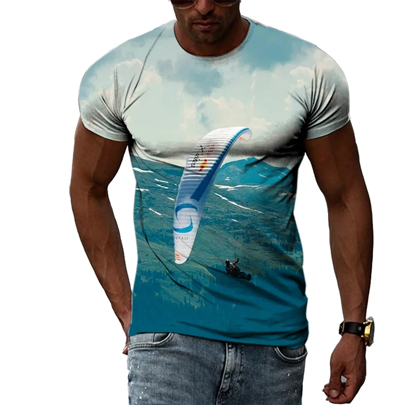 

Outdoor Sports Skydiving Pattern Summer Men's T-shirt 3D Printing O-neck Short-sleeved Personalized Fitness Quick-drying Shirt
