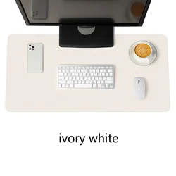 Large Non-Slip Waterproof Portable Gaming Desk Mat - White PU Leather & Suede - 60x30cm (Ivory white)