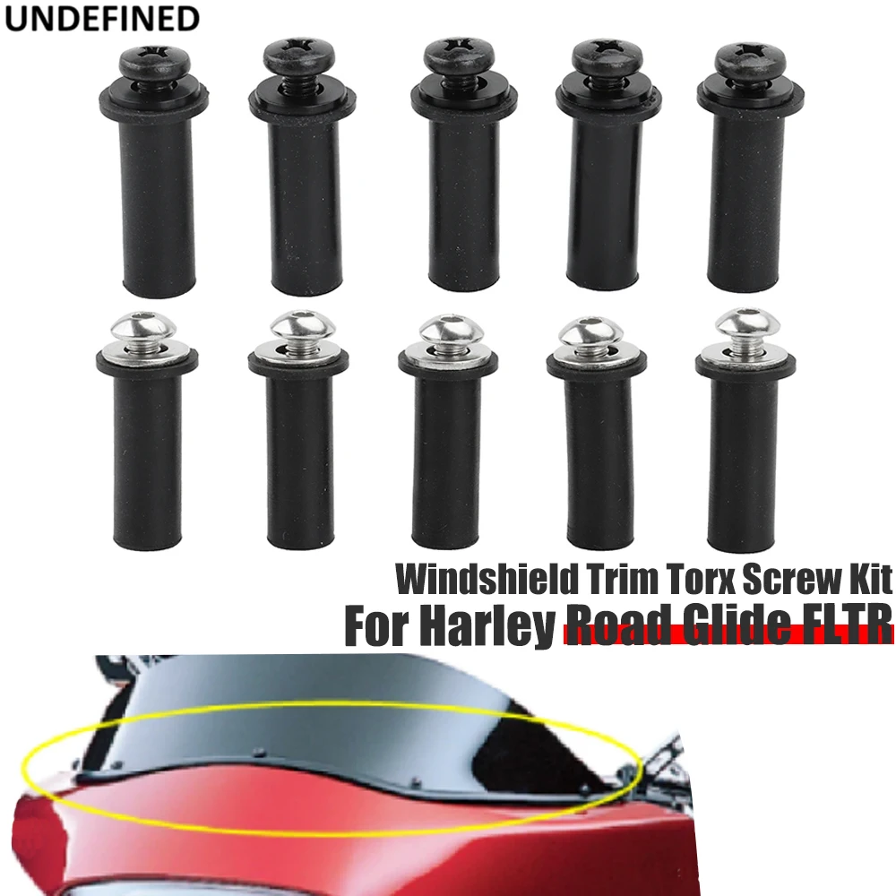 

For Harley Road Glide Ultra CVO Custom FLTR Universal Motorcycle 5pcs Windscreen Well Nuts Windshield Screw Bolts Caps Trim Kit