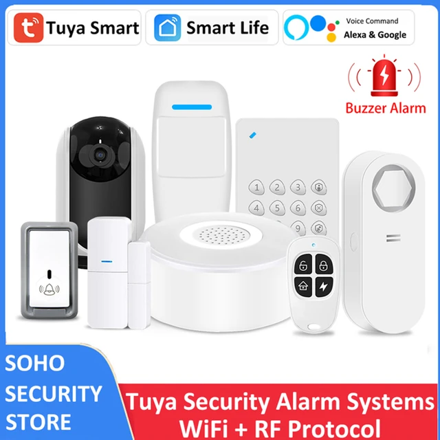 Tuya Smart WiFi RF Sirene Alexa Google Sicherheitsalarmsysteme PIR  Türsensor Tastatur Türklingel Wassermelder SOS 3MP IP Kamera
