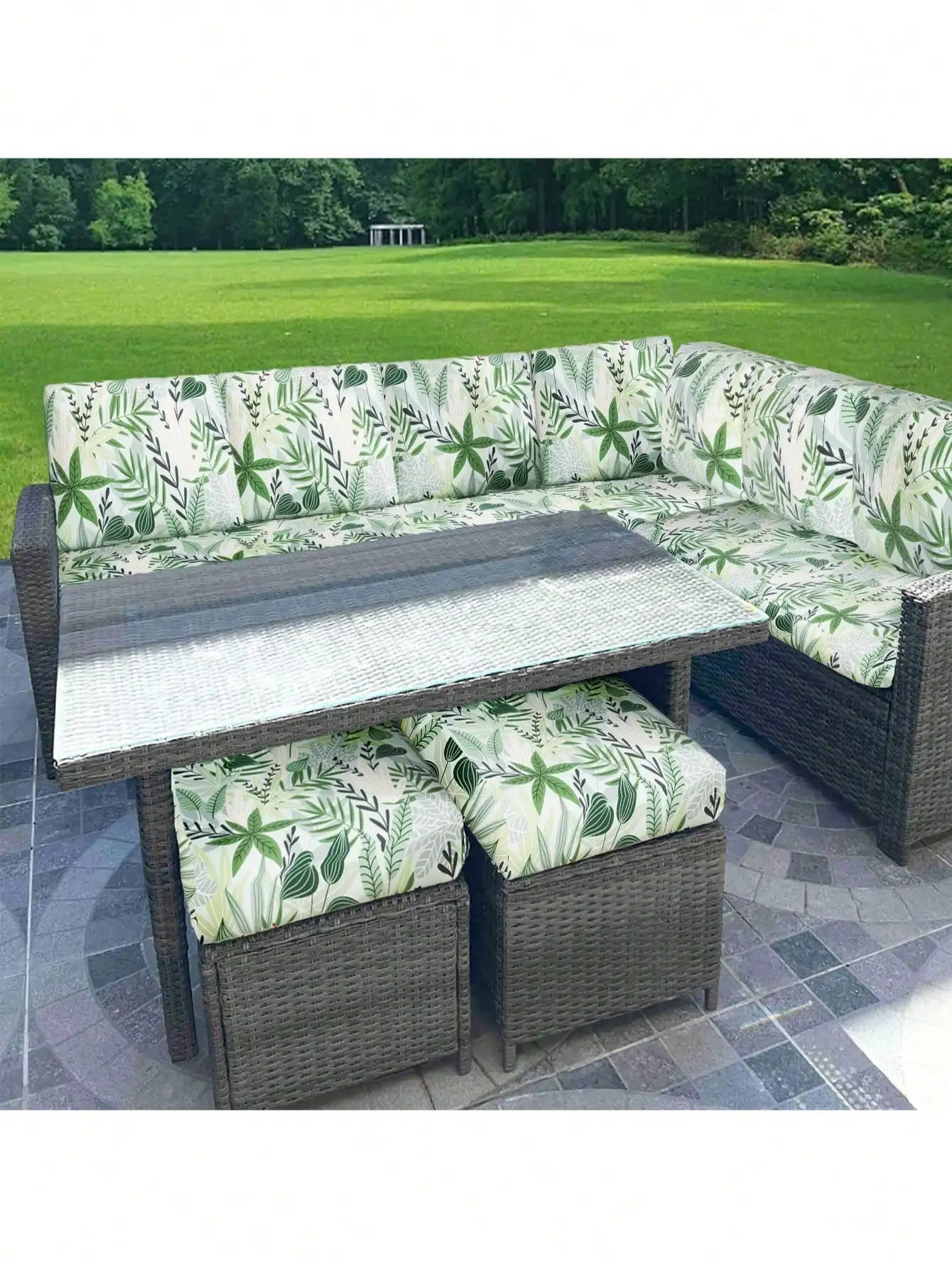 Outdoor Tropical Print Sofa Cushion Cover Image 7