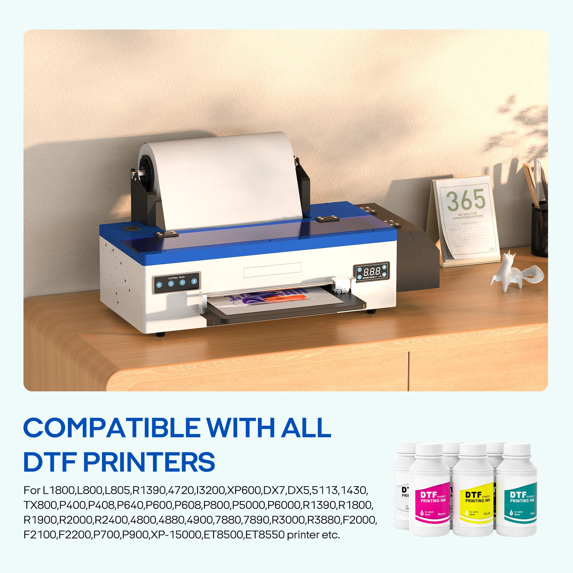 Dye Ink Kit Ink Refill Kit Dye Ink Refill Ink Cartridge Refill Kit Ink Refill Punehod DTF Printer Ink Refill 250ML*6 CMYKW Moisturizer For R1390 L1800 L800 XP600 DTF Transfer Printer US UK DE STOCK