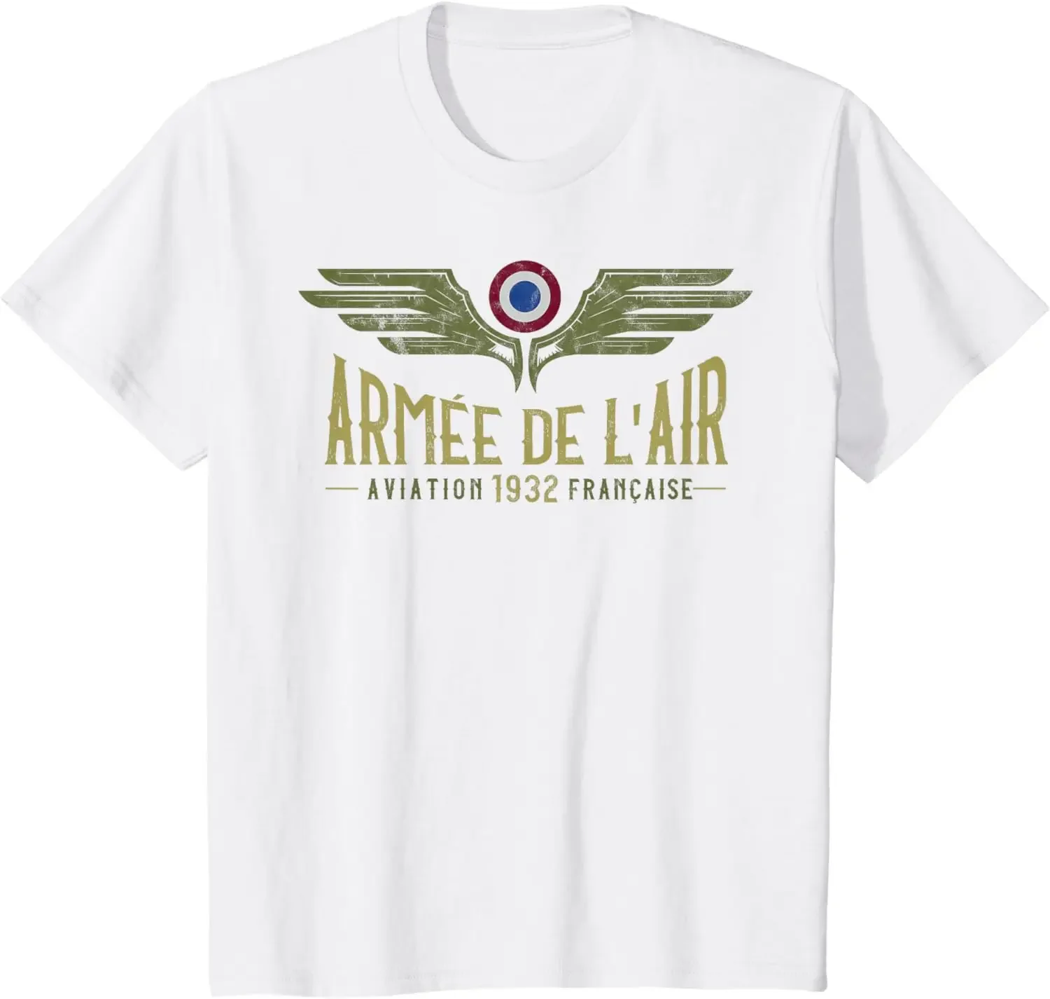 French Air Force Men's Casual Cotton T-Shirt - Short Sleeve O-Neck Design