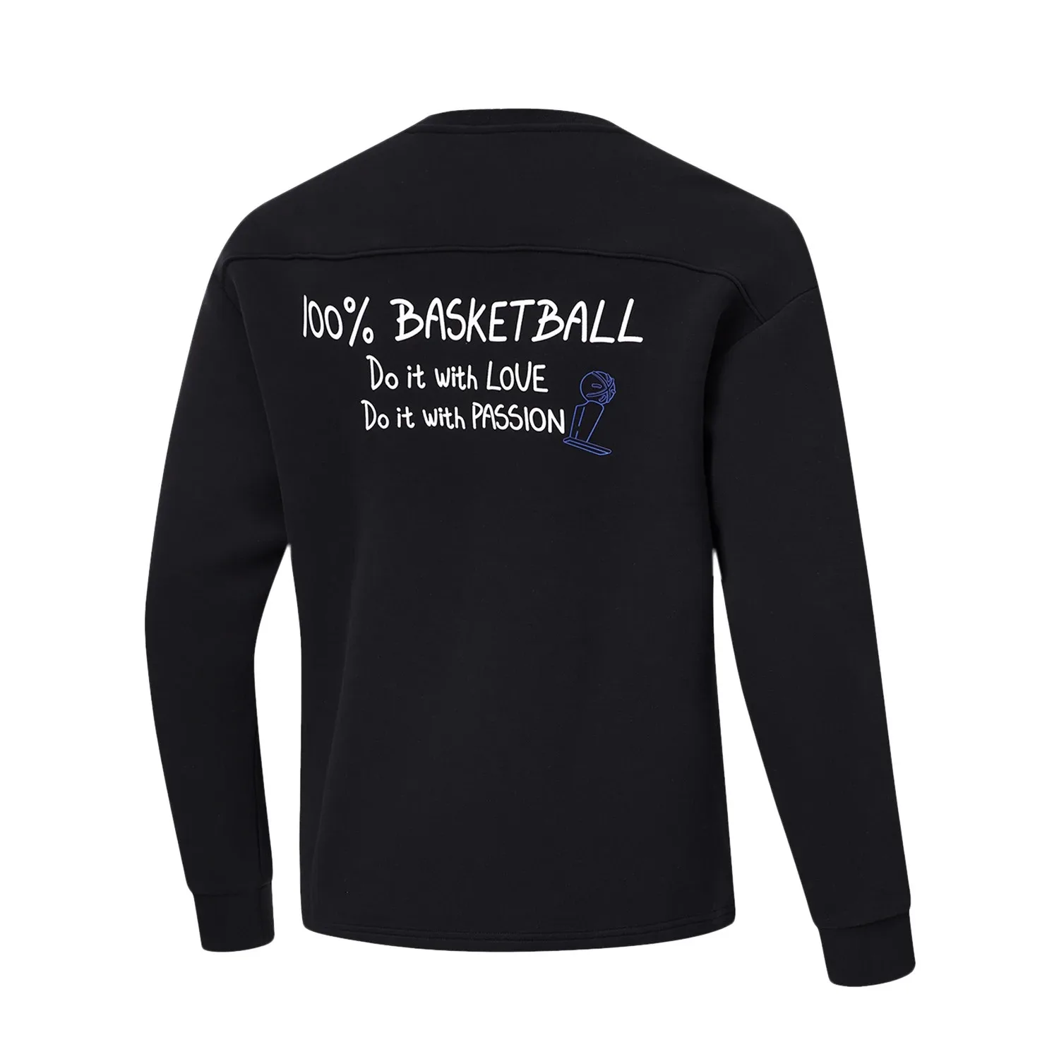 Li-Ning Men Wade Sweatshirt Loose Fit 62%Cotton 35%Polyester 3%Spandex O-Neck Long Sleeve Comfortable Tops Pullover