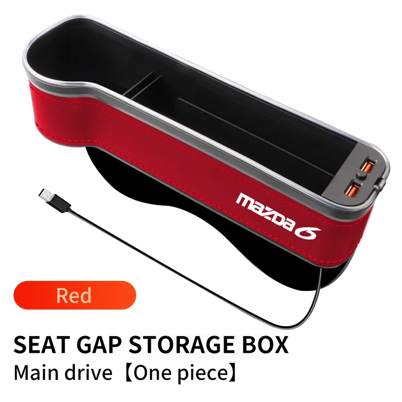 LED Car Seat Gap Storage Box For Mazda 6 Logo USB Charging Function Car  Seat Gap Filler Organizer Auto Storage Box Accessories