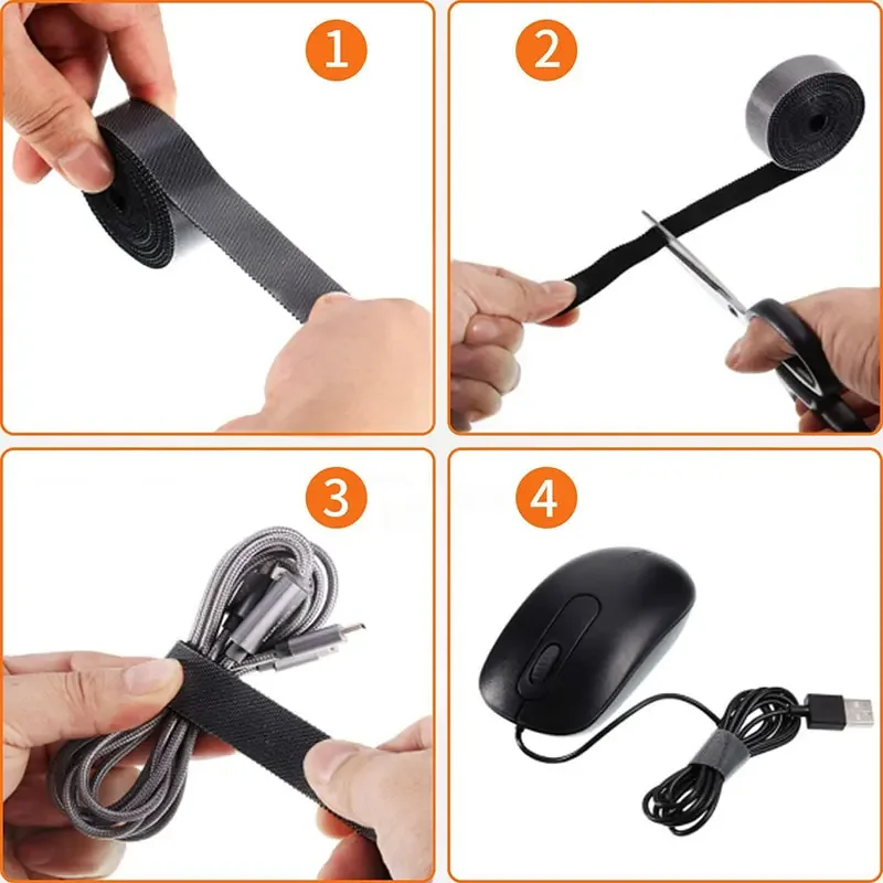 Reusable 5M Nylon Hook & Loop Cable Organizer Strap