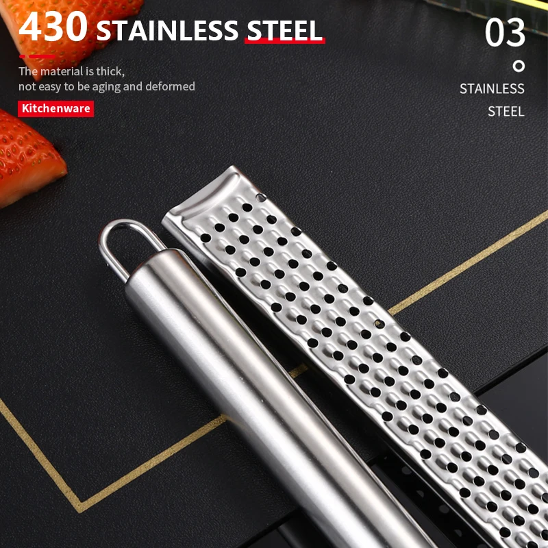 1pc Stainless Steel Cheese Grater With Non-slip Handle, Sliver