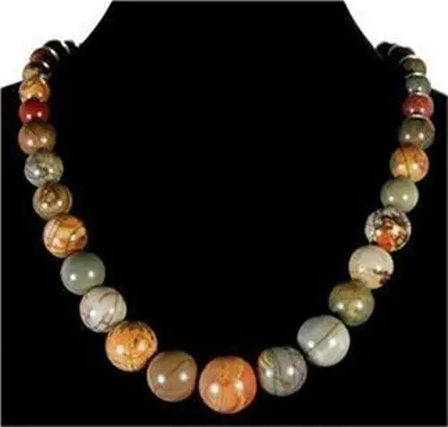 

Multicolor 6-14mm Quartz Jade Picasso Round Bead necklace 17.5"