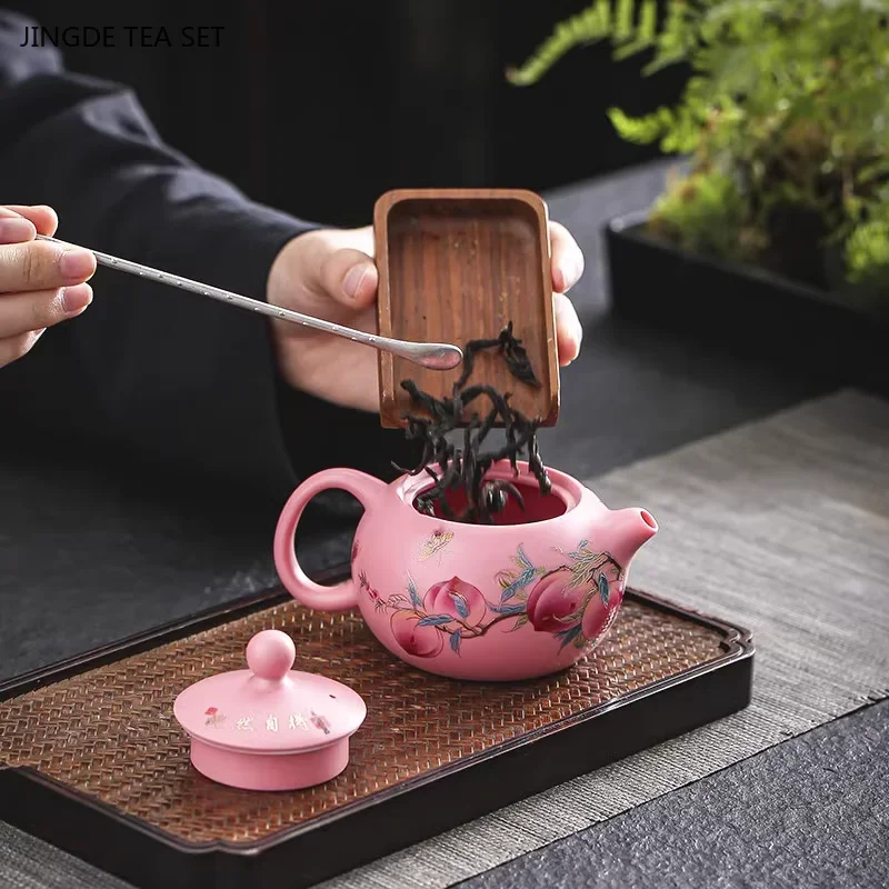 1 set of 180ml pink purple clay teapot high-end China-Chic style single tea pot zisha tea set Ball hole filter tea infuser