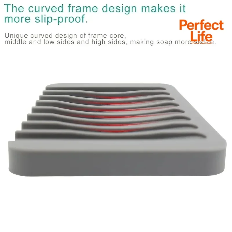 1Pcs Silicone Self Draining Soap Holder Dish Soap Saver for Shower Bathroom Kitchen Keeps Bars Dry And Clean