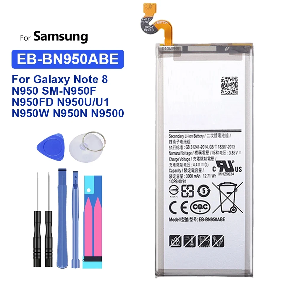 Battery EB-BN950ABE 3300mAh For Samsung Galaxy Note 8 Note8 N950 SM-N950F N950FD N950U/U1 N950W N950N N9500 Bateria bateria for galaxy c5 sm c5000 batterie 2600mah eb bc500abe replacement battery for samsung galaxy c5 sm c5000