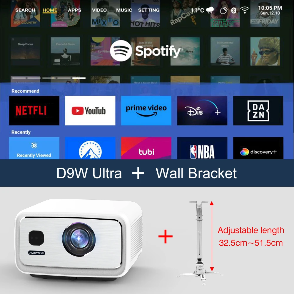 جهاز عرض FlixTone D9W Ultra Full HD 1080P 4K 3000...