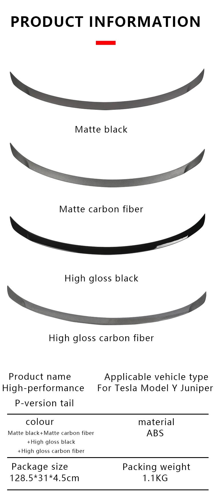 For Tesla Model Y Juniper 2025 Spoiler ABS Carbon Fiber Rear Trunk Wing Lip Auto Exterior Accessories Car Modification Parts