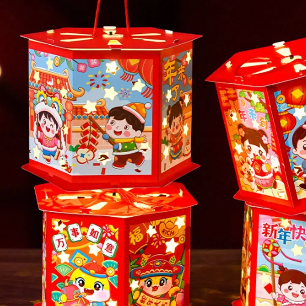 Cartoon 2025 Snake Year Portable Lantern Chinese Style Traditional New Year Luminous Lantern Blessing Children Handheld Lantern