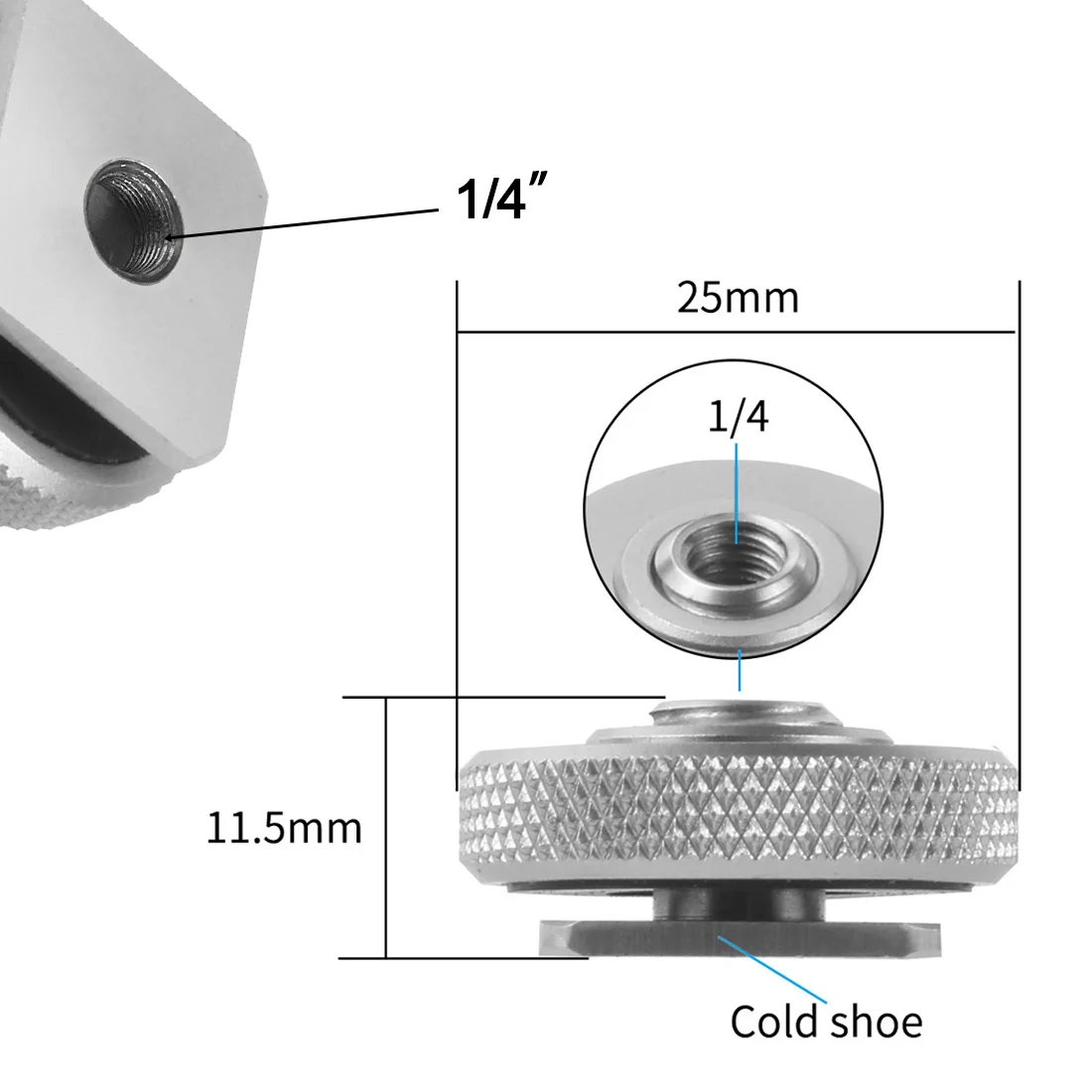 Tripod Mount Hot Shoe Adapter 1/4 3/8 inch Screw Single Nut Double Layer to Flas