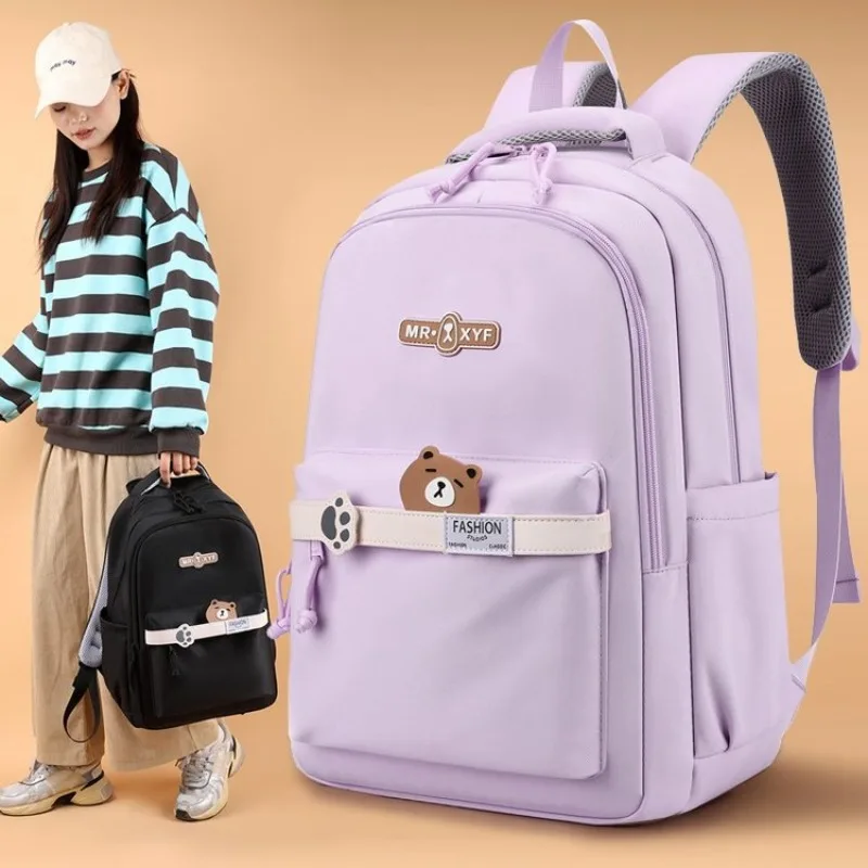 

Школьный портфель для начальной и средней школы, вместительный Водонепроницаемый ранец для девочек с мультипликационным рисунком, школьные ранцы для студентов-подростков