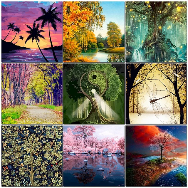 Peinture à l'huile par numéros photo personnalisée, acrylique, toile,  paysage, peinture numérique, art mural pour adultes - AliExpress