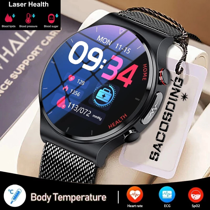 2022 New ECG Smart Watch Men Blood Pressure Heart Rate Watches Mens