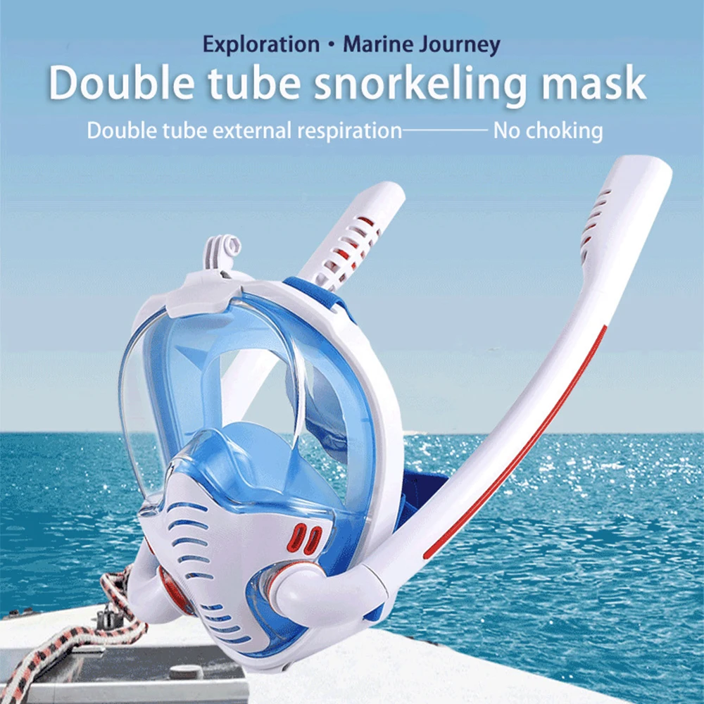 

Snorkeling Mask Double Tube Silicone Full Dry Diving Mask Anti-Fog Adult Mask Kid Swimming Underwater Diving Equipment
