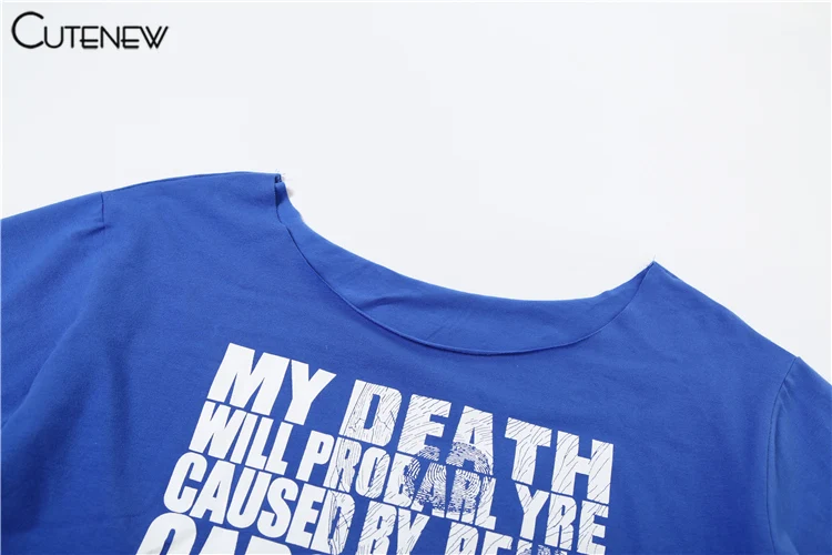 Casual Letter Print Women T-shirts Summer Concise Incline Shoulder Short Sleeve Oversized Tees Female Wild Street Tops