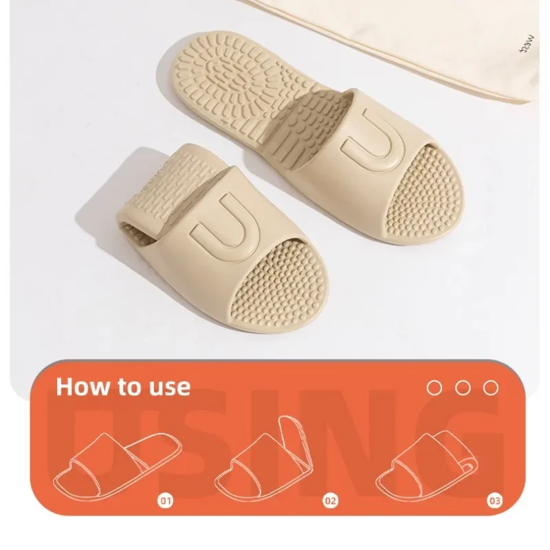 Lightweight Foldable Travel Slippers Women Soft Sole Eva Non Slip Bathroom Slides Woman 2025 Summer Unisex Travel Hotel Slippers 6