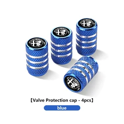 Alfa Romeo Wheel Tire Valve Stem Cap Set - Car Logo Styling Accessories (4pcs) (ROMEO - D - blue - 4PCS)