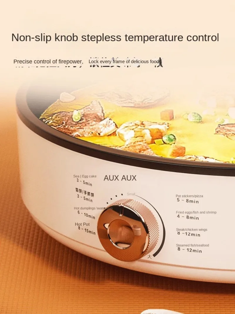 220V Deep Non-Stick Electric Skillets with Automatic Pancake Maker Pizza Baking Pan for Home Cooking Multi Cooker 4