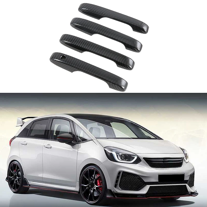 

Для Honda Fit Jazz 2020-2021 4 шт. углеродное волокно Автомобильная боковая дверная ручка протектор крышка Накладка молдинг автомобильный Стайлинг