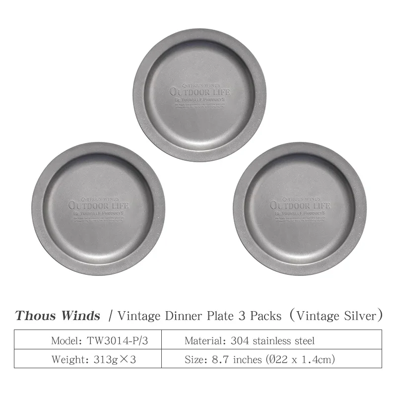 Thous Winds Set 2 Piatti Da Campeggio In Acciaio Inox 22 Cm – Antiaderenti, Impilabili, Per Picnic Ed Escursioni