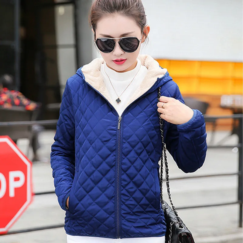 Women Hooded Parka JacketsCasual Basic Coat Top Warm Velvet Lamb Winter Solid Light Soft Outerwear Elegant Fashion Autumn Jacket