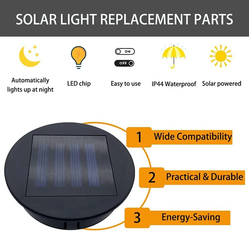 Solar Lights Replacement Top For Lanterns Waterproof Round Solar Lanterns Replacement Accessories 2 Pack solar ground lights