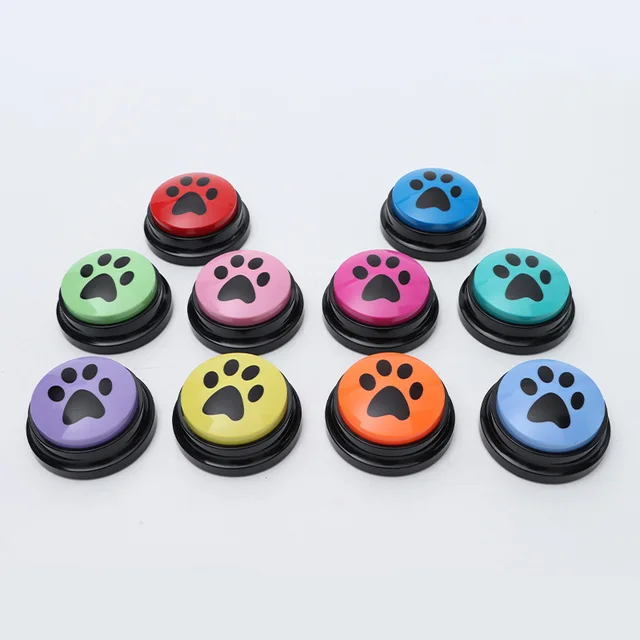 4/8/10pcs Dog Squeak Toys With Cute Claw Print Button Recordable Pet Communication Dog Toys Dog Talking Button Dog Accessories 3