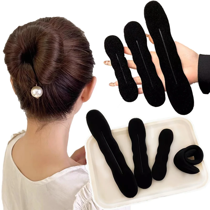 أدوات تجديل الشعر الإسفنجية للنساء والفتيات ، مشابك شعر ملتوية ، بكرة شعر سوداء بسيطة سريعة ، جهاز أربطة شعر ، إكسسوارات تصنعها بنفسك